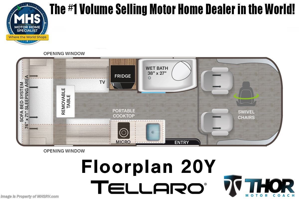 Floorplan of 2026 Thor Motor Coach Tellaro 20Y