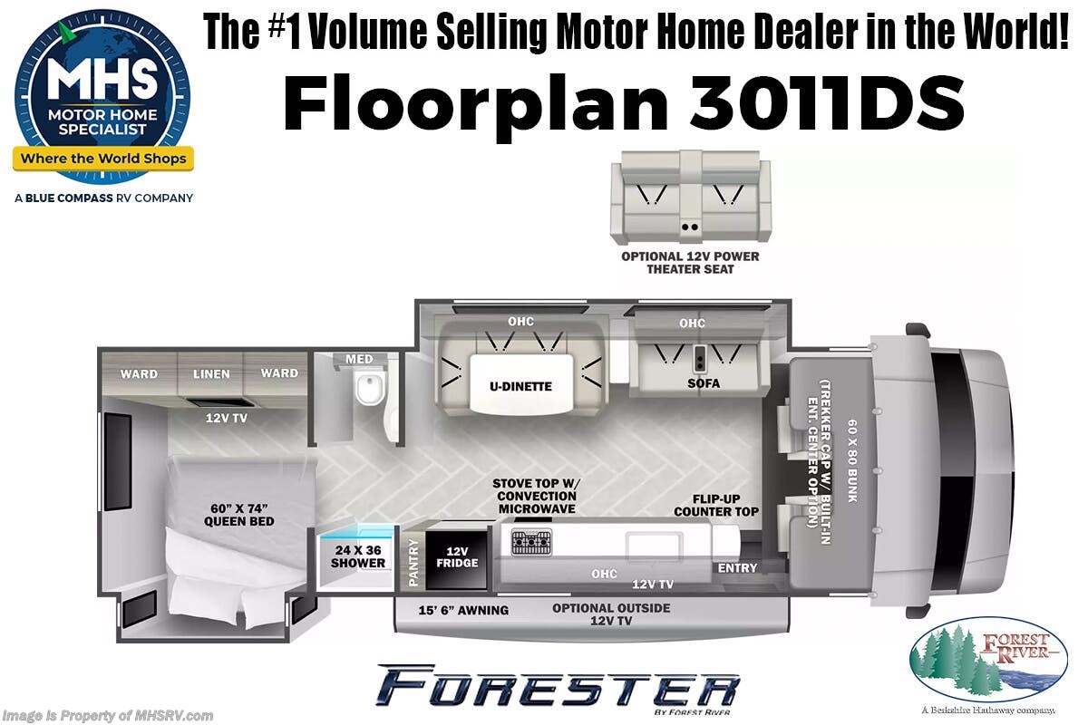 Call now about this 2026 Forest River Forester Classic 3011DS! Floorplan of 2026 Forest River Forester Classic 3011DS