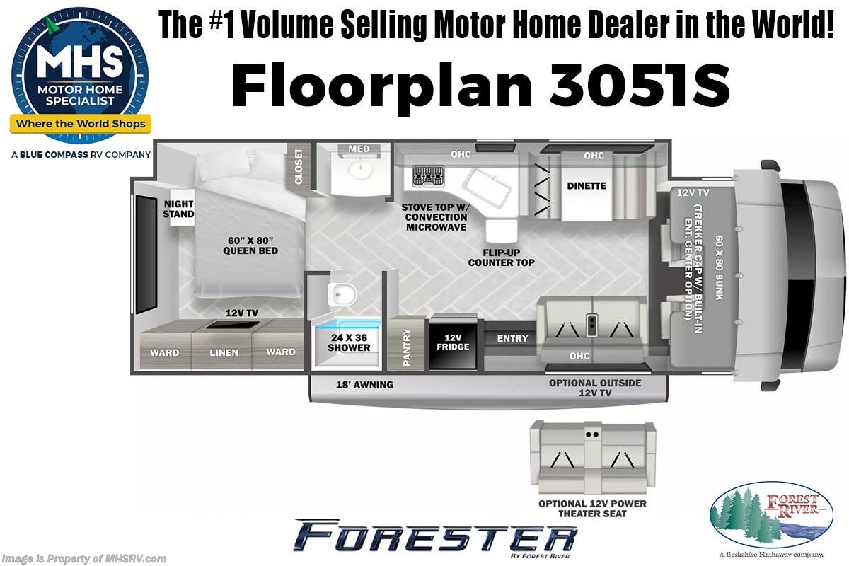 Floorplan of 2026 Forest River Forester Classic 3051S