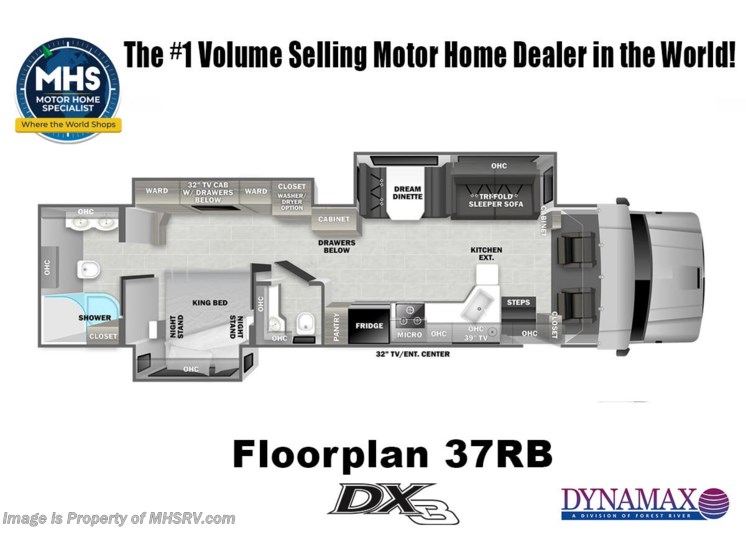 Email now about this 2026 Dynamax Corp DX3 37RB! Floorplan of 2026 Dynamax Corp DX3 37RB