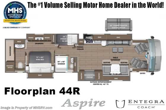 2026 Entegra Coach Aspire 44R Bath & 1/2 Bunk Model RV W/ Aqua-Hot, Starlink, Solar & More Floorplan