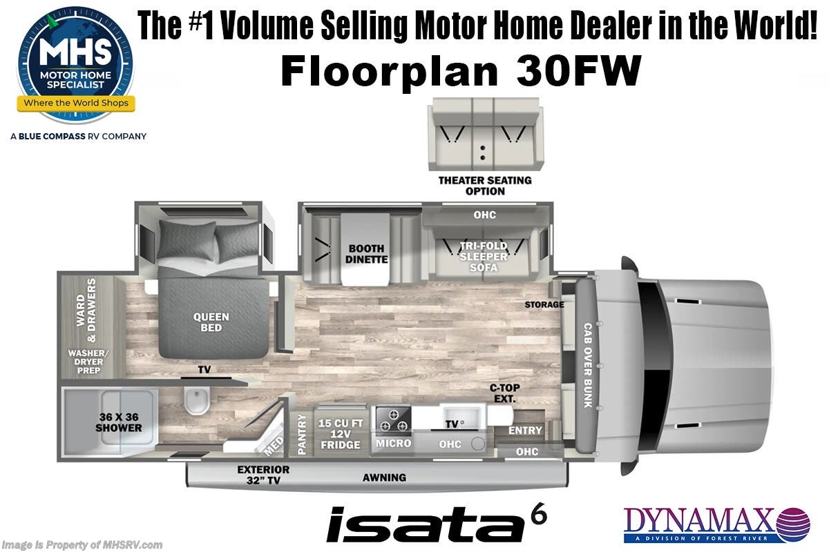 Call now about this 2026 Dynamax Corp Isata 6 Series 30FW! Floorplan of 2026 Dynamax Corp Isata 6 Series 30FW