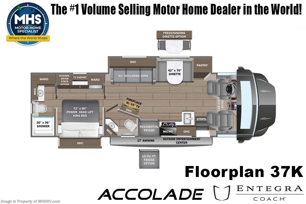 Call now about this 2026 Entegra Coach Accolade 37K! Floorplan of 2026 Entegra Coach Accolade 37K