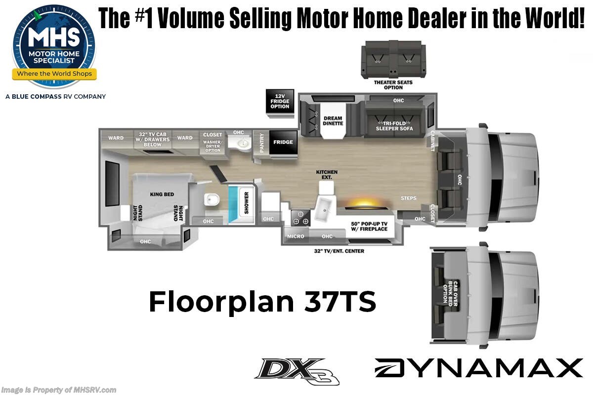 Email now about this 2026 Dynamax Corp DX3 37TS! Floorplan of 2026 Dynamax Corp DX3 37TS