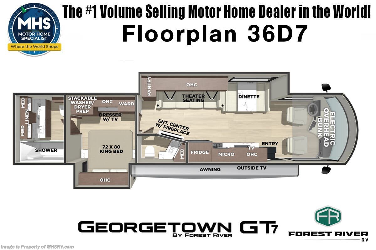 Call now about this 2026 Forest River Georgetown 7 Series GT7 36D7! 2026 Forest River Georgetown 7 Series GT7 36D7 - New Class A For Sale by Motor Home Specialist in Alvarado, Texas features Theater Seating, Bath & 1/2