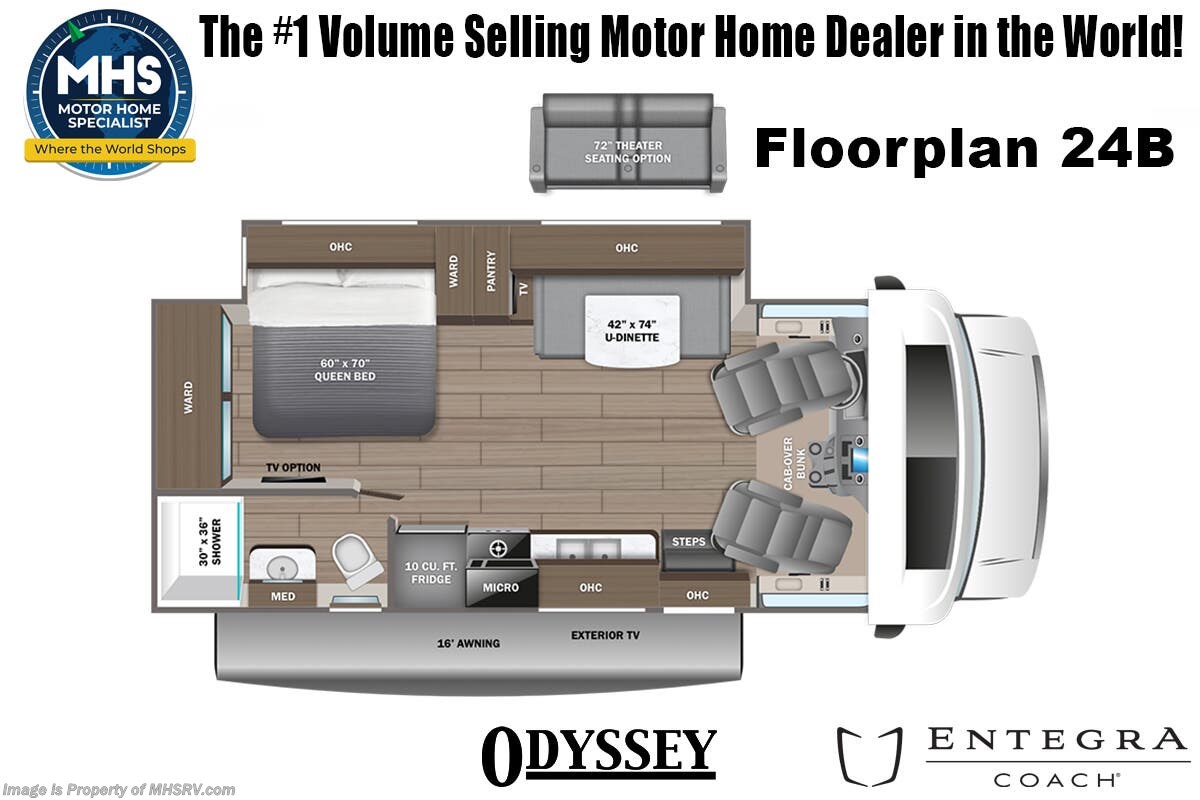 Call now about this 2026 Entegra Coach Odyssey 24B! Floorplan of 2026 Entegra Coach Odyssey 24B