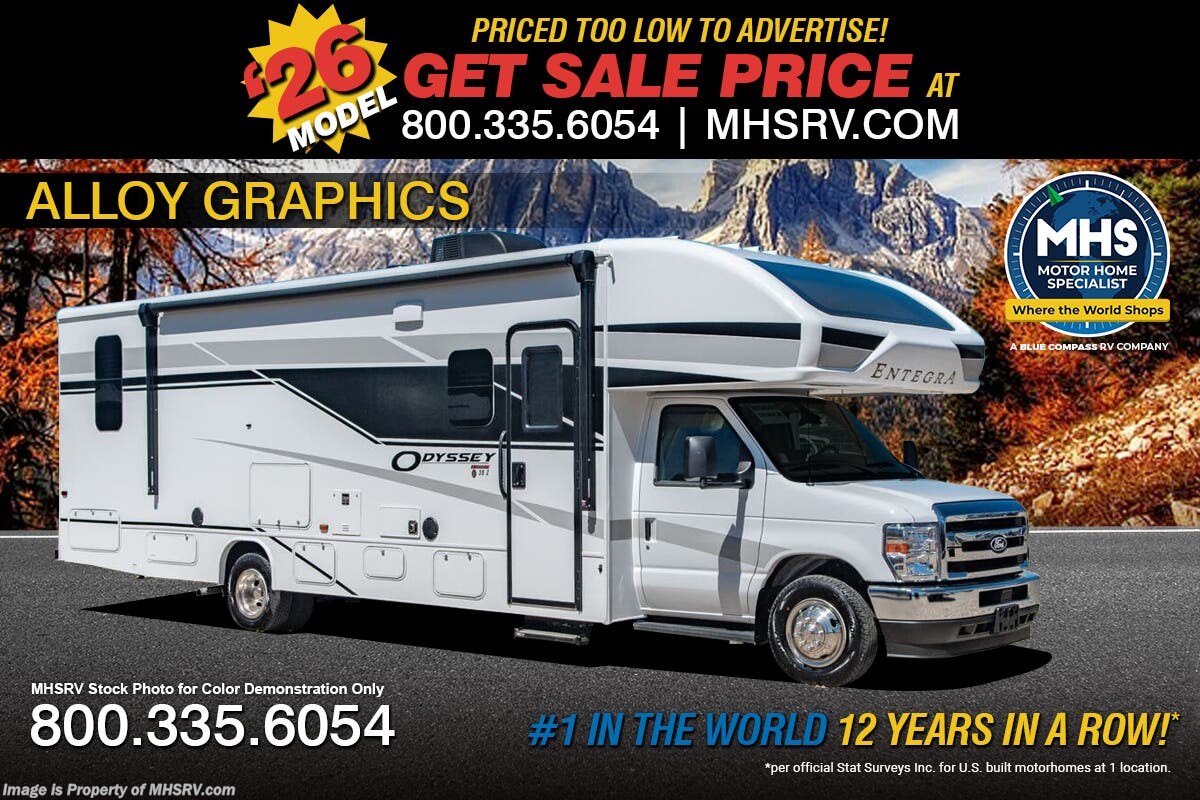 Email now about this 2026 Entegra Coach Odyssey 31F! New 2026 Entegra Coach Odyssey 31F available in Alvarado, Texas