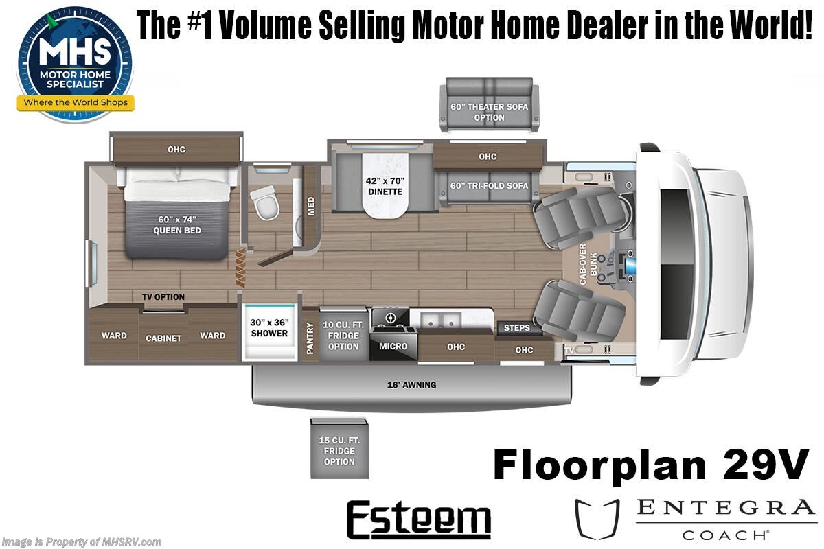 Call now about this 2026 Entegra Coach Esteem 29V! Floorplan of 2026 Entegra Coach Esteem 29V