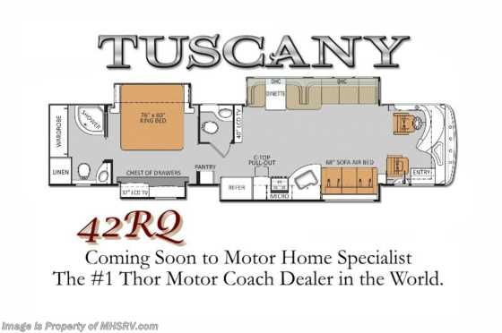 2013 Thor Motor Coach Tuscany Bath &amp; 1/2 RV for Sale (42RQ) W/4 Slides Floorplan