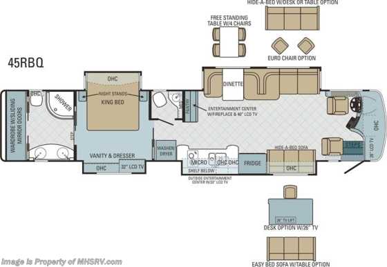 2013 Entegra Coach Cornerstone (45RBQ) Bath &amp; 1/2 Motor Home for Sale Floorplan