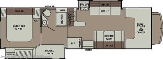 2013 Coachmen Leprechaun Bunk House RV for Sale 32BH W/2 Slides Floorplan