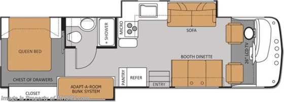 2013 Thor Motor Coach Hurricane NEWLY DESIGNED 2013 &amp; 1/2 MODEL BUNK HOUSE 33G Floorplan
