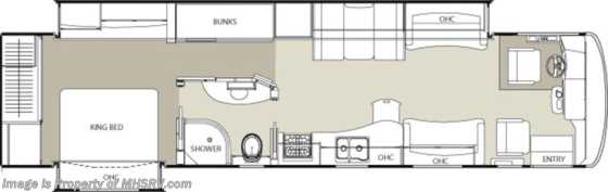 2013 Sportscoach Cross Country (385DS) W/FWS &amp; King Bed - Bunk House Diesel RV Floorplan