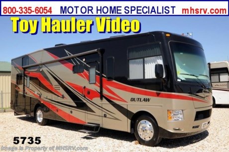 &lt;a href=&quot;http://www.mhsrv.com/thor-motor-coach/&quot;&gt;&lt;img src=&quot;http://www.mhsrv.com/images/sold-thor.jpg&quot; width=&quot;383&quot; height=&quot;141&quot; border=&quot;0&quot; /&gt;&lt;/a&gt; MHSRV is celebrating the 4th of July all Month long! / TX 7/29/13/ We will Donate $1,000 to the Intrepid Fallen Heroes Fund with purchase of this unit. Offer ends July 31st, 2013.&lt;object width=&quot;400&quot; height=&quot;300&quot;&gt;&lt;param name=&quot;movie&quot; value=&quot;http://www.youtube.com/v/3ISEXmsKvKw?version=3&amp;amp;hl=en_US&quot;&gt;&lt;/param&gt;&lt;param name=&quot;allowFullScreen&quot; value=&quot;true&quot;&gt;&lt;/param&gt;&lt;param name=&quot;allowscriptaccess&quot; value=&quot;always&quot;&gt;&lt;/param&gt;&lt;embed src=&quot;http://www.youtube.com/v/3ISEXmsKvKw?version=3&amp;amp;hl=en_US&quot; type=&quot;application/x-shockwave-flash&quot; width=&quot;400&quot; height=&quot;300&quot; allowscriptaccess=&quot;always&quot; allowfullscreen=&quot;true&quot;&gt;&lt;/embed&gt;&lt;/object&gt;#1 Thor Motor Coach &amp; Outlaw Toy Hauler Dealer in the World. For the Lowest Price Please Visit MHSRV .com or Call 800-335-6054. MSRP $163,914. New 2014 Thor Motor Coach Outlaw Toy Hauler. Model 37LS with slide-out room and Ford 24-Series chassis with Triton V-10 engine &amp; high polished aluminum wheels. This unit measures approximately 38 feet 4 inches in length. Options include the Tango Red full body exterior, an electric overhead hide-away bunk, dual cargo sofas in garage area, drop down ramp door with spring assist &amp; railing for patio use. The Outlaw toy hauler RV has an incredible list of standard features for 2014 including a full body exterior paint job, beautiful wood &amp; interior decor packages, (4) LCD TVs including and exterior entertainment center, large living room LCD TV on slide-out, LCD TV in loft and LCD TV in garage. You will also find a theater sound system in the living room with hidden sub woofer, stereo in garage, exterior stereo speakers and audio controls, power patio awing, dual side entrance doors, dual pane windows, fueling station, 1-piece windshield,  a 5500 Onan generator, back-up camera, automatic leveling system, Soft Touch leather furniture, hide-a-bed sofa with power inflate &amp; deflate controls, day/night shades and much more. FOR ADDITIONAL INFORMATION, BROCHURE, WINDOW STICKER, PHOTOS &amp; PRODUCT VIDEO PLEASE VISIT MOTOR HOME SPECIALIST AT MHSRV .COM or CALL 800-335-6054. At Motor Home Specialist we DO NOT charge any prep or orientation fees like you will find at other dealerships. All sale prices include a 200 point inspection, interior &amp; exterior wash &amp; detail of vehicle, a thorough coach orientation with an MHS technician, an RV Starter&#39;s kit, a nights stay in our delivery park featuring landscaped and covered pads with full hook-ups and much more! Read From Thousands of Testimonials at MHSRV .com and See What They Had to Say About Their Experience at Motor Home Specialist. WHY PAY MORE?...... WHY SETTLE FOR LESS?