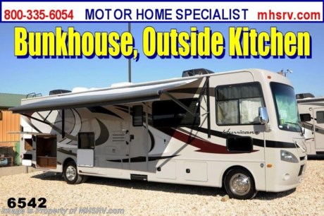 &lt;a href=&quot;http://www.mhsrv.com/thor-motor-coach/&quot;&gt;&lt;img src=&quot;http://www.mhsrv.com/images/sold-thor.jpg&quot; width=&quot;383&quot; height=&quot;141&quot; border=&quot;0&quot; /&gt;&lt;/a&gt;

&lt;object width=&quot;400&quot; height=&quot;300&quot;&gt;&lt;param name=&quot;movie&quot; value=&quot;http://www.youtube.com/v/fBpsq4hH-Ws?version=3&amp;amp;hl=en_US&quot;&gt;&lt;/param&gt;&lt;param name=&quot;allowFullScreen&quot; value=&quot;true&quot;&gt;&lt;/param&gt;&lt;param name=&quot;allowscriptaccess&quot; value=&quot;always&quot;&gt;&lt;/param&gt;&lt;embed src=&quot;http://www.youtube.com/v/fBpsq4hH-Ws?version=3&amp;amp;hl=en_US&quot; type=&quot;application/x-shockwave-flash&quot; width=&quot;400&quot; height=&quot;300&quot; allowscriptaccess=&quot;always&quot; allowfullscreen=&quot;true&quot;&gt;&lt;/embed&gt;&lt;/object&gt;For the Lowest Price Visit MHSRV .com or Call 800-335-6054. / PA, 7/29/13/ The All New 2014 Thor Motor Coach Hurricane Model 34J MSRP $129,373. This all new Class A bunkbed motor home is approximately 35 foot 5 inches wide and  features a Ford chassis, a V-10 Ford engine, a full wall slide, dream booth dinette, bunk beds with convertible sofa feature, side hinged baggage doors, king size bed, 32 inch LCD TV in the living area &amp; a 68 inch Hide-A-Bed sofa w/air mattress. Other exciting features on the 2014 Hurricane include automatic leveling jacks,5.5KW Onan generator, dual auxiliary batteries, electric patio awning, roof ladder, electric entry step, 5,000 lb. hitch, back-up camera, double door refrigerator, (2) 13.5 BTU ducted roof A/Cs and much more. Optional equipment includes the all new Vintage Maple wood package, Lacquer HD-Max exterior, bedroom LCD TV, LCD TV for each bunk, exterior entertainment system, 600 Watt inverter, exterior refrigerator, portable gas grill, exterior sink, solid surface kitchen counter, front electric drop-down over head bunk, attic fan in kitchen, heated holding tank pads, valve stem extenders, six way power driver seat and heated power mirrors with integrated side view cameras. For INTERNET SALE PRICE, ADDITIONAL PHOTOS, DETAILS, VIDEOS &amp; MORE PLEASE VISIT MOTOR HOME SPECIALIST at MHSRV .com or Call 800-335-6054. At Motor Home Specialist we DO NOT charge any prep or orientation fees like you will find at other dealerships. All sale prices include a 200 point inspection, interior &amp; exterior wash &amp; detail of vehicle, a thorough coach orientation with an MHS technician, an RV Starter&#39;s kit, a nights stay in our delivery park featuring landscaped and covered pads with full hook-ups and much more! Read From Thousands of Testimonials at MHSRV .com and See What They Had to Say About Their Experience at Motor Home Specialist. WHY PAY MORE?...... WHY SETTLE FOR LESS?