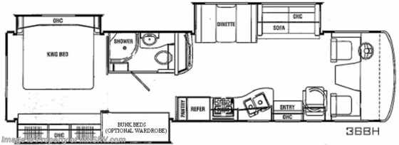 2014 Coachmen Encounter 36BH W/3 Slides/King Bed/Bunk Beds Floorplan