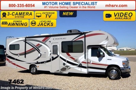 /TX 7/1/14 &lt;a href=&quot;http://www.mhsrv.com/thor-motor-coach/&quot;&gt;&lt;img src=&quot;http://www.mhsrv.com/images/sold-thor.jpg&quot; width=&quot;383&quot; height=&quot;141&quot; border=&quot;0&quot;/&gt;&lt;/a&gt; 2014 CLOSEOUT! Receive a $1,000 VISA Gift Card with purchase from Motor Home Specialist while supplies last!  &lt;object width=&quot;400&quot; height=&quot;300&quot;&gt;&lt;param name=&quot;movie&quot; value=&quot;//www.youtube.com/v/zb5_686Rceo?version=3&amp;amp;hl=en_US&quot;&gt;&lt;/param&gt;&lt;param name=&quot;allowFullScreen&quot; value=&quot;true&quot;&gt;&lt;/param&gt;&lt;param name=&quot;allowscriptaccess&quot; value=&quot;always&quot;&gt;&lt;/param&gt;&lt;embed src=&quot;//www.youtube.com/v/zb5_686Rceo?version=3&amp;amp;hl=en_US&quot; type=&quot;application/x-shockwave-flash&quot; width=&quot;400&quot; height=&quot;300&quot; allowscriptaccess=&quot;always&quot; allowfullscreen=&quot;true&quot;&gt;&lt;/embed&gt;&lt;/object&gt; For Lowest Price &amp; Largest Selection Visit the #1 Volume Selling Dealer in the World at MHSRV .com or Call 800-335-6054. MSRP $105,563. New 2014 Thor Motor Coach Chateau Class C RV. Model 31F with Ford E-450 chassis, Ford Triton V-10 engine and measures approximately 32 feet 7 inches in length.  The Chateau 31F features the Premier Package which includes solid surface kitchen countertop with pressed dinette top, roller shades, power charging center for electronics, enclosed area for sewer tank valves, water filter system, LED ceiling lights, black tank flush, 30 inch over the range microwave and exterior speakers. Additional optional equipment includes the HD-Max colored sidewall exterior, bedroom LED TV with DVD player, exterior entertainment center, leatherette sofa, child safety tether, 12V attic fan, upgraded 15.0 BTU A/C, exterior shower, second auxiliary battery, spare tire, hydraulic leveling jacks, heated exterior mirrors with integrated side view cameras, power driver&#39;s chair, cockpit carpet mat, wood dash appliqu&#233; as well as leatherette driver and passenger captain&#39;s chairs. The Chateau 31F Class C RV has an incredible list of standard features including power windows and locks, large cab over TV with DVD player, 3 burner high output range top with oven, gas/electric water heater, holding tanks with heat pads, auto transfer switch, wheel liners, valve stem extenders, keyless entry, automatic electric patio awning, back-up monitor, double door refrigerator, roof ladder, 4000 Onan Micro Quiet generator, full extension drawer glides, designer bedspread &amp; pillow shams and much more. FOR ADDITIONAL INFORMATION, BROCHURE, WINDOW STICKER, PHOTOS &amp; VIDEOS PLEASE VISIT MOTOR HOME SPECIALIST AT MHSRV .com or CALL 800-335-6054. At Motor Home Specialist we DO NOT charge any prep or orientation fees like you will find at other dealerships. All sale prices include a 200 point inspection, interior &amp; exterior wash &amp; detail of vehicle, a thorough coach orientation with an MHS technician, an RV Starter&#39;s kit, a nights stay in our delivery park featuring landscaped and covered pads with full hook-ups and much more! Read From Thousands of Testimonials at MHSRV .com and See What They Had to Say About Their Experience at Motor Home Specialist. WHY PAY MORE?...... WHY SETTLE FOR LESS?