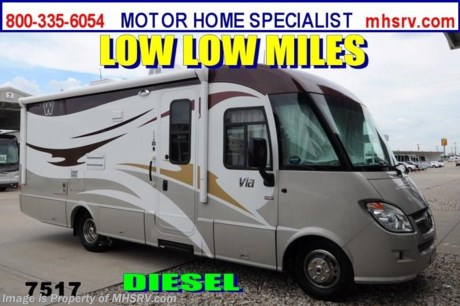 &lt;a href=&quot;http://www.mhsrv.com/winnebago-rvs/&quot;&gt;&lt;img src=&quot;http://www.mhsrv.com/images/sold-winnebago.jpg&quot; width=&quot;383&quot; height=&quot;141&quot; border=&quot;0&quot; /&gt;&lt;/a&gt; Used Winnebago RV / Dallas TX 7/29/13/ - 2012 Winnebago Via (25R) with slide and only 2,447 miles. This RV is approximately 25 feet in length with a 154 HP Mercedes diesel engine, power mirrors with heat, GPS, power windows, 3.6KW Onan generator, power patio awning, electric/gas water heater, tank heater, exterior shower, 5K lb. hitch, Xantrax inverter, color 3 camera monitoring system, convection microwave, ducted roof A/C with heat pump and LCD TV with CD/DVD player. For additional information and photos please visit Motor Home Specialist at www.MHSRV .com or call 800-335-6054.