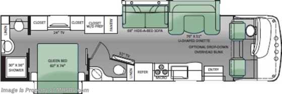 2014 Thor Motor Coach Miramar 34.1 Bath &amp; 1/2 W/Ext TV/2 Slides(Harvest/Cherry) Floorplan