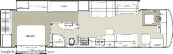 2014 Sportscoach Cross Country 385DS Bunk, Stack W/D, King, Sat, Res. Fridge (P) Floorplan
