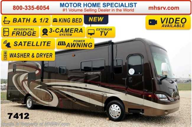 2014 Sportscoach Cross Country 404RB Bath &amp; 1/2, Res. Fridge, Stack W/D, Sat (S)