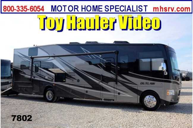 2014 Thor Motor Coach Outlaw Toy Hauler 37LS Garage, 26K Chassis, Pwr. Bunk, 3 A/C, 4 TV