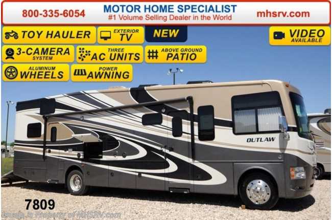 2015 Thor Motor Coach Outlaw Toy Hauler 37LS Garage, 26K Chassis, Power Bunk, 4 TV, 3 A/C