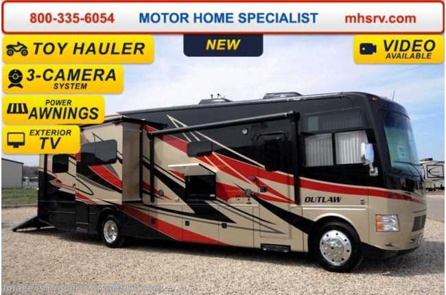 2014 Thor Motor Coach Outlaw Toy Hauler 37MD Garage, 26K Chassis, 2 Slides, 5 TVs, 3 A/Cs