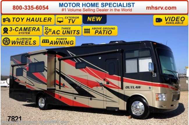 2014 Thor Motor Coach Outlaw Toy Hauler 37MD Garage, 26K Chassis, 5 TVs, 2 Slides, 3 A/Cs