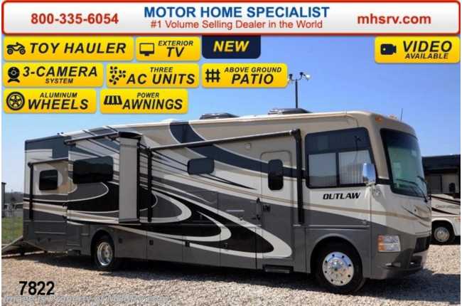 2014 Thor Motor Coach Outlaw Toy Hauler 37MD Garage, 26K Chassis, 5 TV, 2 Slides, 3 A/Cs