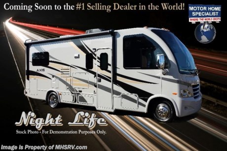 /TX 12/13/2013 &lt;a href=&quot;http://www.mhsrv.com/thor-motor-coach/&quot;&gt;&lt;img src=&quot;http://www.mhsrv.com/images/sold-thor.jpg&quot; width=&quot;383&quot; height=&quot;141&quot; border=&quot;0&quot; /&gt;&lt;/a&gt;Call 800-335-6054 or Visit MHSRV .com for our Introductory Sale Price!! Purchase this unit anytime before Dec. 30th, 2013 and MHSRV will also Donate $1,000 to Cook Children&#39;s. Reserve Yours Now at Motor Home Specialist, the #1 Volume Selling Dealership in the World! Thor Motor Coach has done it again with the world&#39;s first RUV! (Recreational Utility Vehicle) Check out the all new 2014 Thor Motor Coach Axis RUV Model 24.1 with Slide-Out Room! MSRP $96,183. The Axis combines Style, Function, Affordability &amp; Innovation like no other RV available in the industry today! It is powered by a Ford Triton V-10 engine and built on the Ford E-350 Super Duty chassis providing a lower center of gravity and ease of drivability normally found only in a class C RV, but now available in this mini class A motor home measuring approximately 25 ft. 6 inches! Taking superior drivability even one step further, the Axis will also feature something normally only found in a high-end luxury diesel pusher motor coach... an Independent Front Suspension system! With a style all its own the Axis will provide superior handling and fuel economy and appeal to couples &amp; family RVers as well. The uniquely designed rear twin beds easily convert into a huge oversized master bed. You will also find another full size power drop down bunk with air mattress above the cockpit and a large sofa/sleeper with air mattress complete with cup holders. Amazingly, the Axis not only  pulls off a spacious living room, kitchen &amp; bathroom, but also provides a wealth of closet, drawer and even pass-through exterior storage. You will also be pleased to find a host of feature appointments and optional equipment that includes the HDMaxx colored sidewalls and graphics package, tinted and frameless windows, a power awning, exterior entertainment center with TV, a bedroom TV with DVD, a large living room TV, LED ceiling lights, an attic fan in bedroom, a 3-burner cook top with range and microwave, a 15,000 BTU ducted roof A/C unit, an Onan 4000 generator, heated holding tanks, gas/electric water heater, a second auxiliary battery, a rear ladder, chrome power and heated mirrors with integrated side-view cameras, back-up camera, 5,000 lbs trailer hitch, valve stem extensions, two-tone leatherette furniture and captain&#39;s chairs with designer accents, cabinet doors with designer door fronts and a spacious cockpit design with unparalleled visibility as well as a fold out map/laptop table and an additional cab table that can easily be stored when traveling. More information about these units will soon be available at MHSRV .com or feel free to call today at 800-335-6054. Be one of the first to reserve an all new 2014 Thor Motor Coach Axis at this incredible introductory sale price... and get busy living! At Motor Home Specialist we DO NOT charge any prep or orientation fees like you will find at other dealerships. All sale prices include a 200 point inspection, interior &amp; exterior wash &amp; detail of vehicle, a thorough coach orientation with an MHS technician, an RV Starter&#39;s kit, a nights stay in our delivery park featuring landscaped and covered pads with full hook-ups and much more! Read From Thousands of Testimonials at MHSRV .com and See What They Had to Say About Their Experience at Motor Home Specialist. WHY PAY MORE?...... WHY SETTLE FOR LESS?