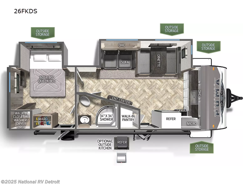 Call now about this 2023 Palomino Puma 26FKDS! 2023 Palomino Puma 26FKDS - New Travel Trailer For Sale by National RV Detroit in Belleville, Michigan features Slideout