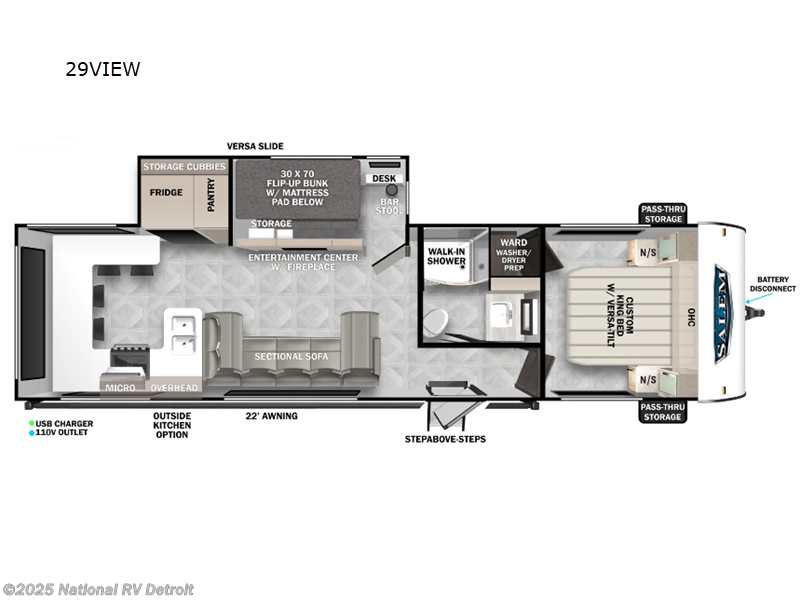 Call now about this 2024 Forest River Salem 29VIEW! 2024 Forest River Salem 29VIEW - New Travel Trailer For Sale by National RV Detroit in Belleville, Michigan features Slideout
