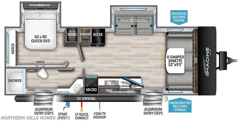 Call now about this 2024 Grand Design Imagine XLS 24BSE! Floorplan of 2024 Grand Design Imagine XLS 24BSE