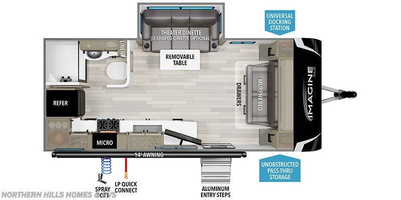 Call now about this 2025 Grand Design Imagine XLS 17MKE! Floorplan of 2025 Grand Design Imagine XLS 17MKE
