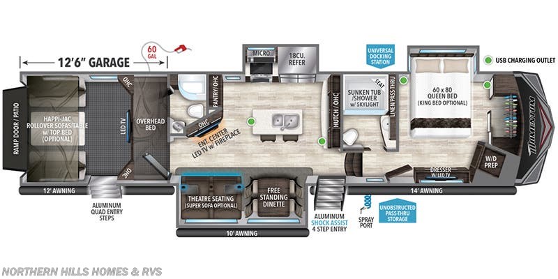 Call now about this 2020 Grand Design Momentum 397TH! Floorplan of 2020 Grand Design Momentum 397TH
