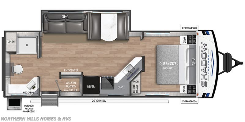 Call now about this 2024 Cruiser RV Shadow Cruiser SC260RBS! Floorplan of 2024 Cruiser RV Shadow Cruiser SC260RBS