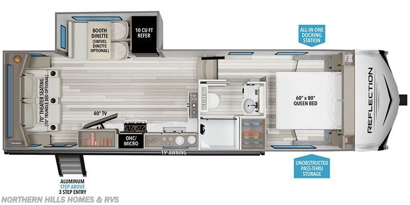 Call now about this 2026 Grand Design Reflection 100 Series 24RL! Floorplan of 2026 Grand Design Reflection 100 Series 24RL