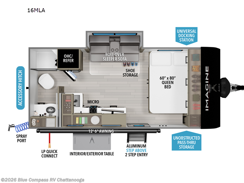 Call now about this 2026 Grand Design Imagine AIM 16MLA! 2026 Grand Design Imagine AIM 16MLA - New Travel Trailer For Sale by Blue Compass RV Chattanooga in Ringgold, Georgia features Slideout