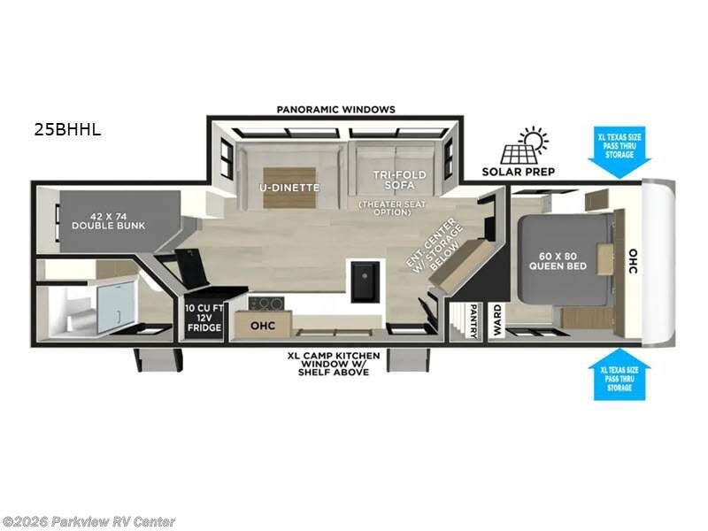Call now about this 2026 Forest River Salem Hemisphere Hyper-Lyte 25BHHL! 2026 Forest River Salem Hemisphere Hyper-Lyte 25BHHL - New Travel Trailer For Sale by Parkview RV Center in Smyrna, Delaware features Slideout