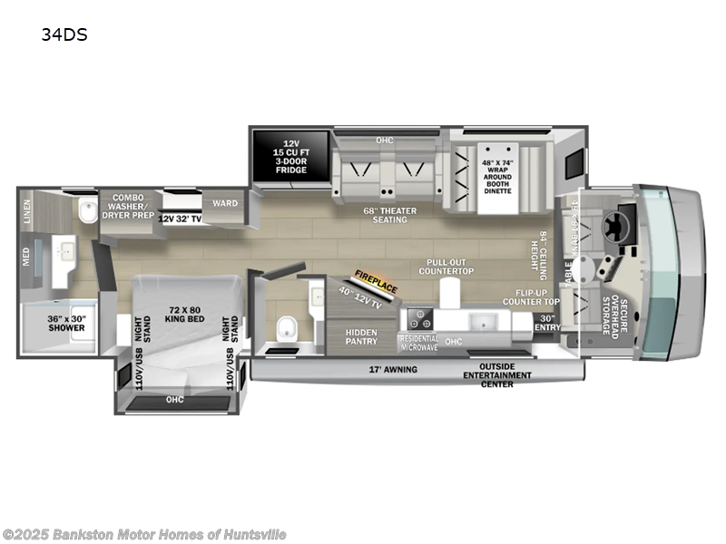 Call now about this 2025 Forest River FR3 34DS! 2025 Forest River FR3 34DS - New Class A For Sale by Bankston Motor Homes of Huntsville in Huntsville, Alabama features Slideout