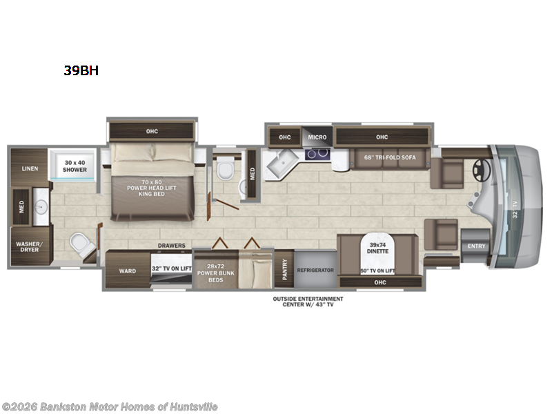 Call now about this 2023 Entegra Coach Reatta XL 39BH! 2023 Entegra Coach Reatta XL 39BH - Used Class A For Sale by Bankston Motor Homes of Huntsville in Huntsville, Alabama features Slideout
