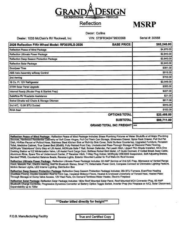 Contact us now about this 2026 Grand Design Reflection 303RLS! 2026 Reflection 303RLS by Grand Design from McClain's RV Rockwall in Rockwall, Texas