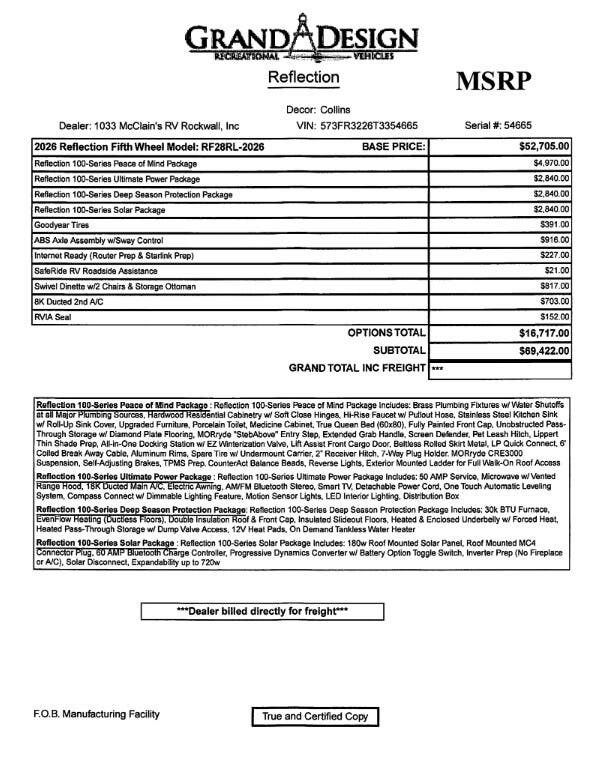 Contact us now about this 2026 Grand Design Reflection 100 28RL! 2026 Reflection 100 28RL by Grand Design from McClain's RV Rockwall in Rockwall, Texas