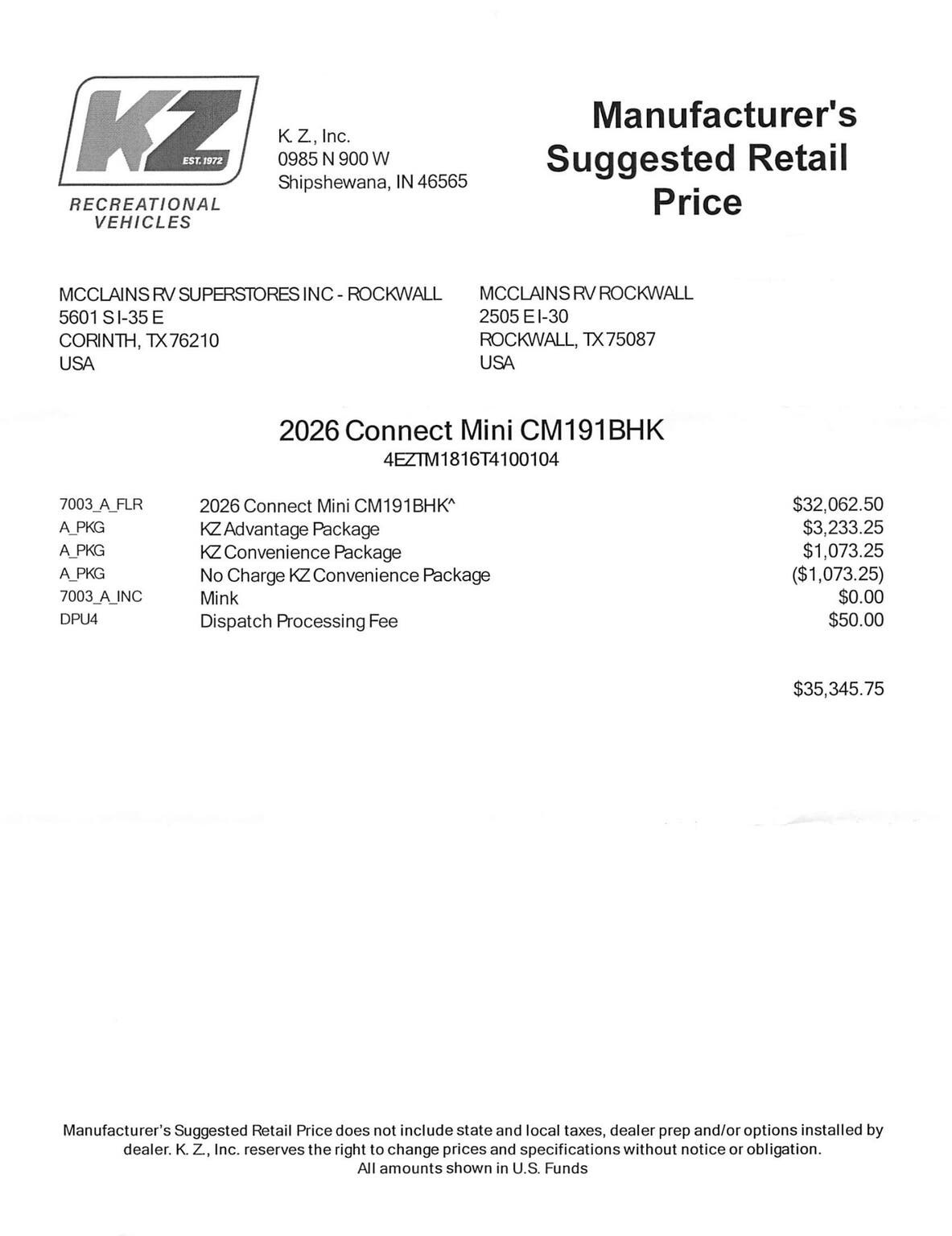 Contact us now about this 2026 K-Z Connect Mini 191BHK! 2026 Connect Mini 191BHK by K-Z from McClain's RV Rockwall in Rockwall, Texas