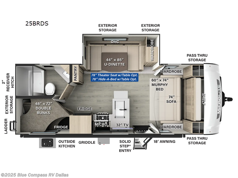 Call now about this 2025 Forest River Flagstaff Micro Lite 25BRDS! 2025 Forest River Flagstaff Micro Lite 25BRDS - New Travel Trailer For Sale by Blue Compass RV Dallas in Mesquite, Texas features Slideout