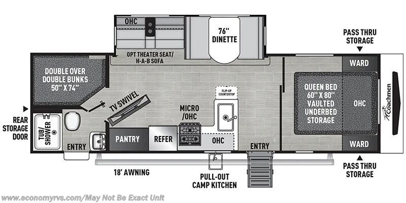 Floorplan of 2025 Coachmen Freedom Express Ultra Lite 288BHDS