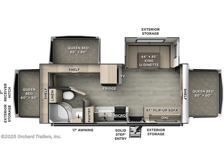 Email now about this 2026 Forest River Rockwood Roo 233S! Floorplan of 2026 Forest River Rockwood Roo 233S