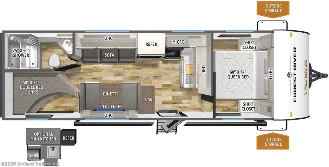 Floorplan of 2026 Forest River Puma Camping Edition 23BHCE