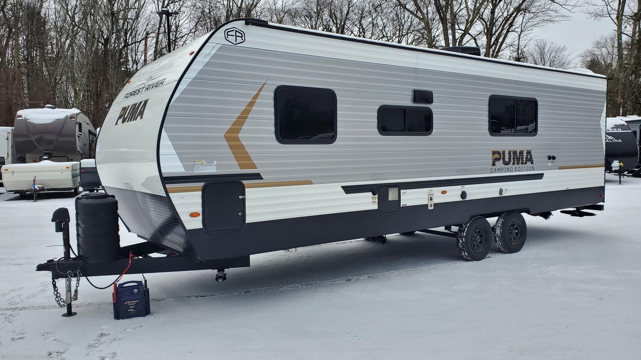 Call now about this 2026 Forest River Puma Camping Edition 23BHCE! 2026 Forest River Puma Camping Edition 23BHCE - New Travel Trailer For Sale by Orchard Trailers, Inc. in Whately, Massachusetts features Thermofoil Countertops, Water Heater, Black Tank Flush, Pleated Shades, Heat Pump